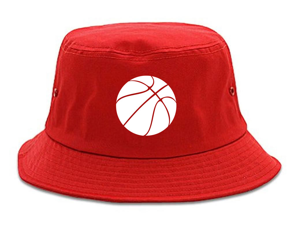 Basketball Logo Chest Bucket Hat Red