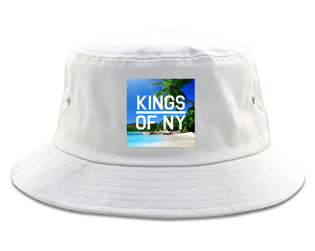 Beach Vacation Box Logo Mens Snapback Hat White