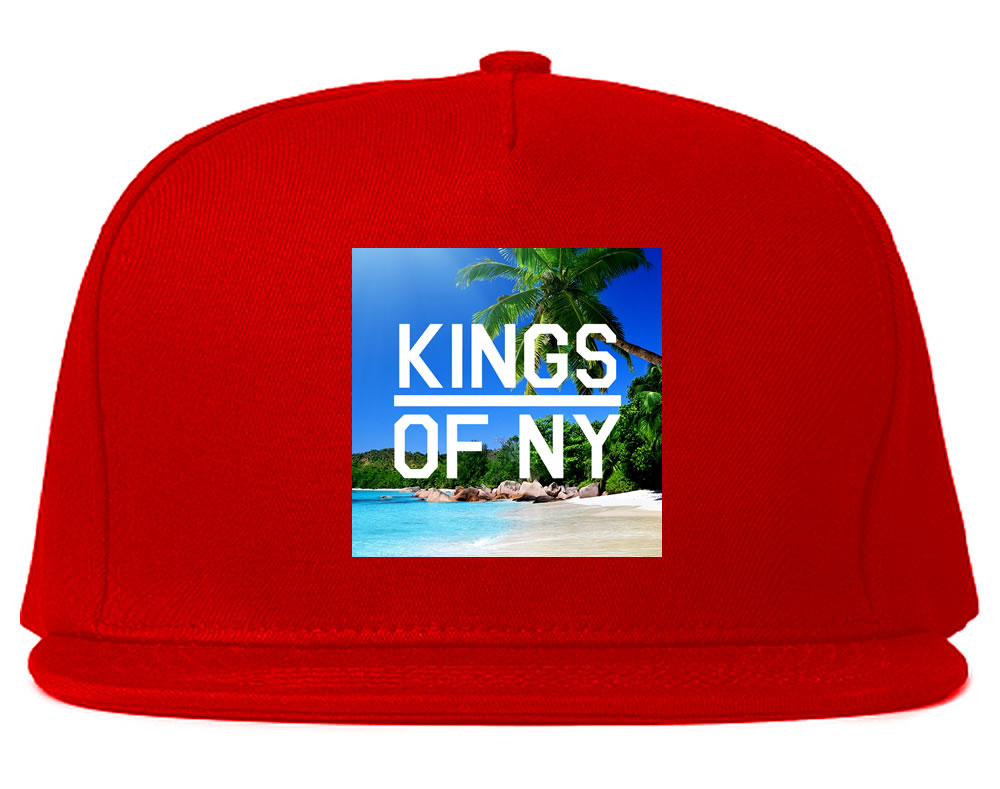 Beach Vacation Box Logo Mens Snapback Hat Red