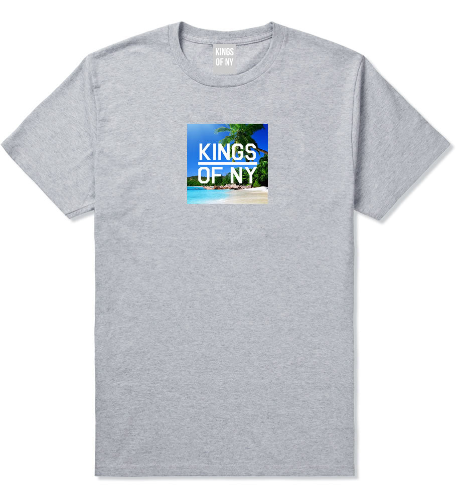 Beach Vacation Box Logo Mens T Shirt Grey