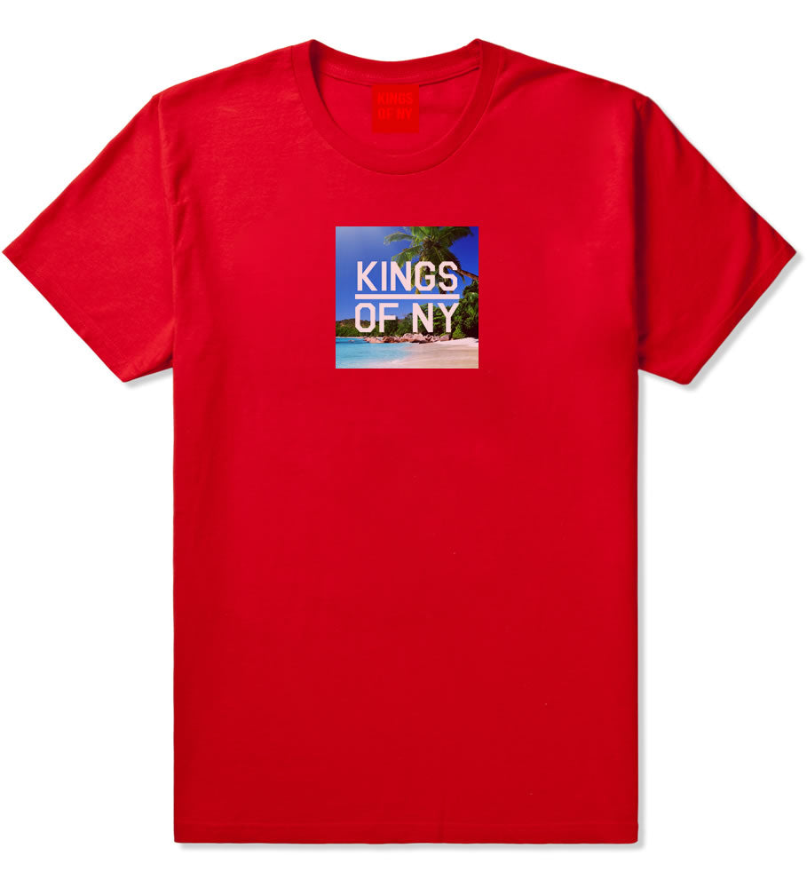 Beach Vacation Box Logo Mens T Shirt Red