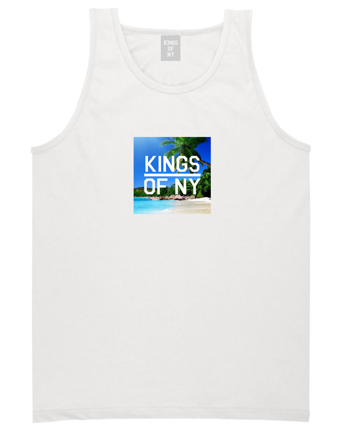 Beach Vacation Box Logo Mens Tank Top Shirt White