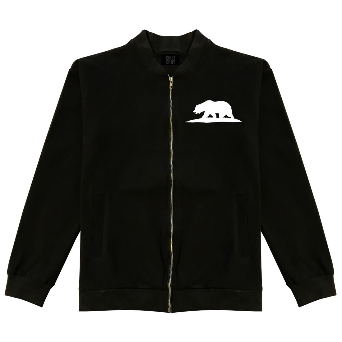 Bear Logo California Republic Bomber Jacket Black