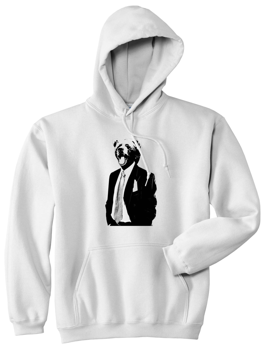 Bear In Suit Funny Pullover Hoodie
