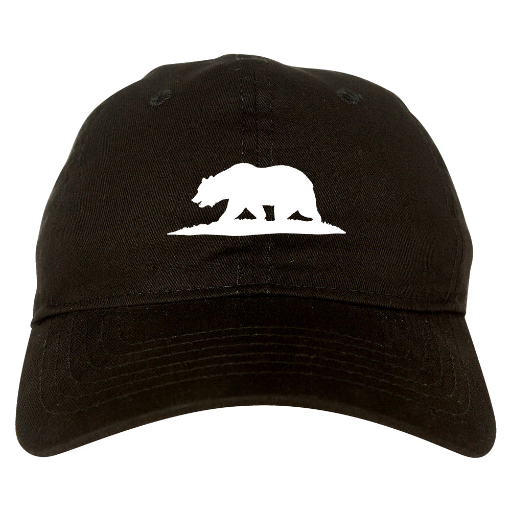 Bear Logo California Republic Dad Hat Baseball Cap Black