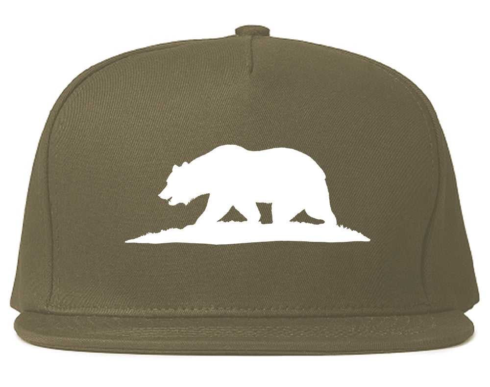 Bear Logo California Republic Snapback Hat Grey