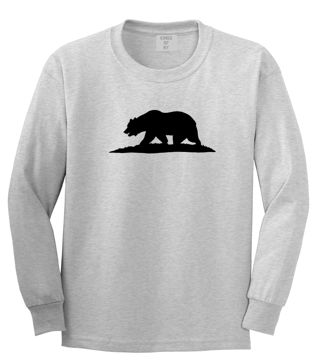Bear Logo California Republic Grey Long Sleeve T-Shirt by Kings Of NY