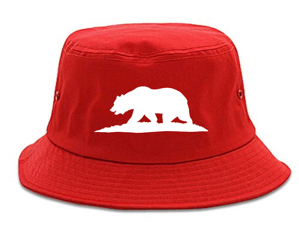Bear Logo California Republic Bucket Hat Red
