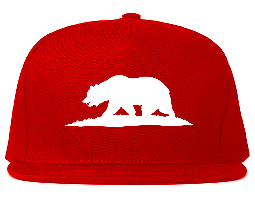 Bear Logo California Republic Snapback Hat Red