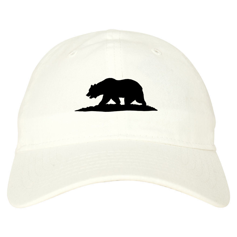 Bear Logo California Republic Dad Hat Baseball Cap White