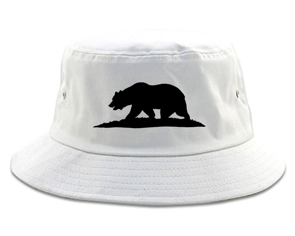 Bear Logo California Republic Bucket Hat White