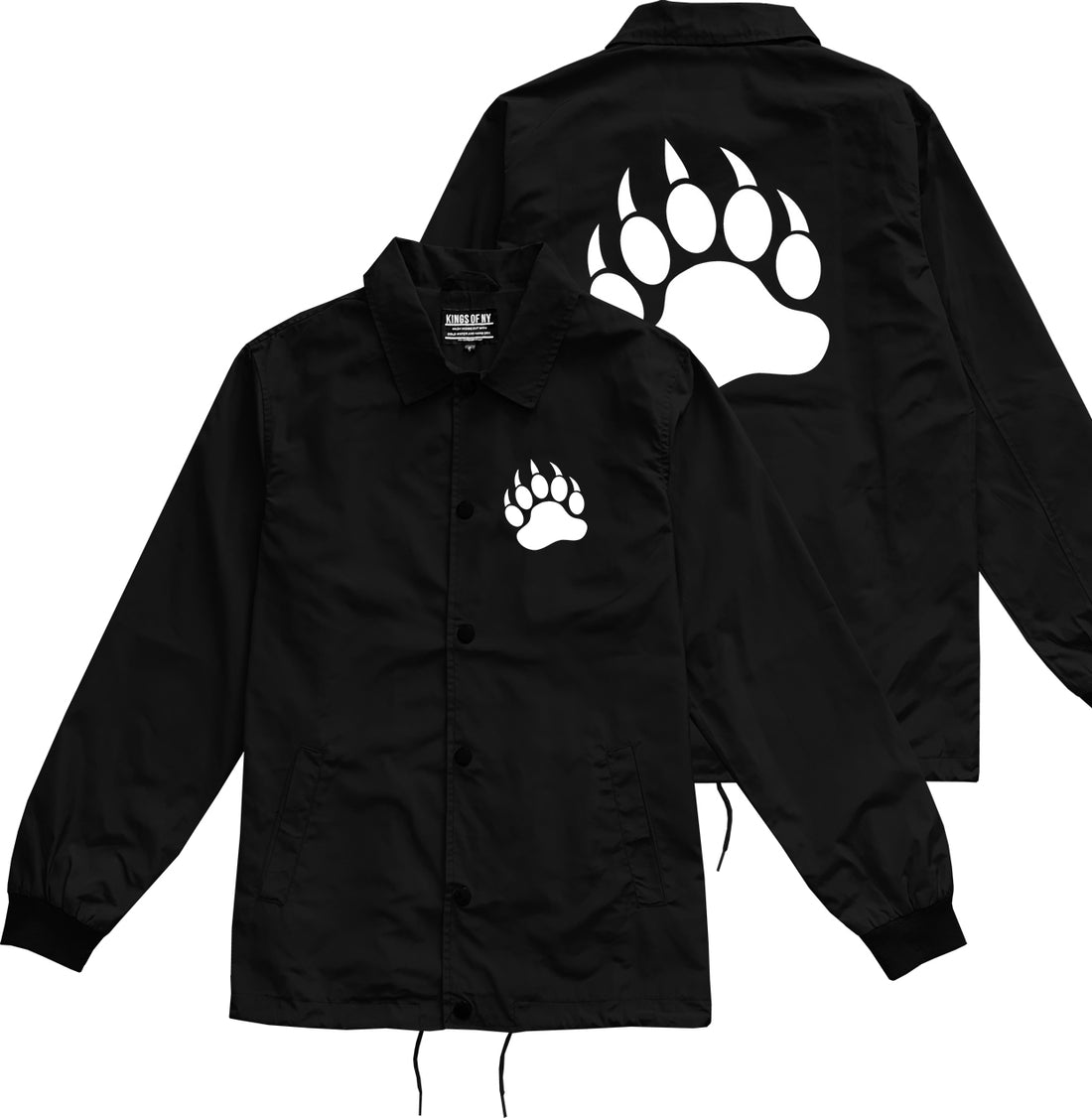 Bear Paws Chest Black Coaches Jacket by Kings Of NY