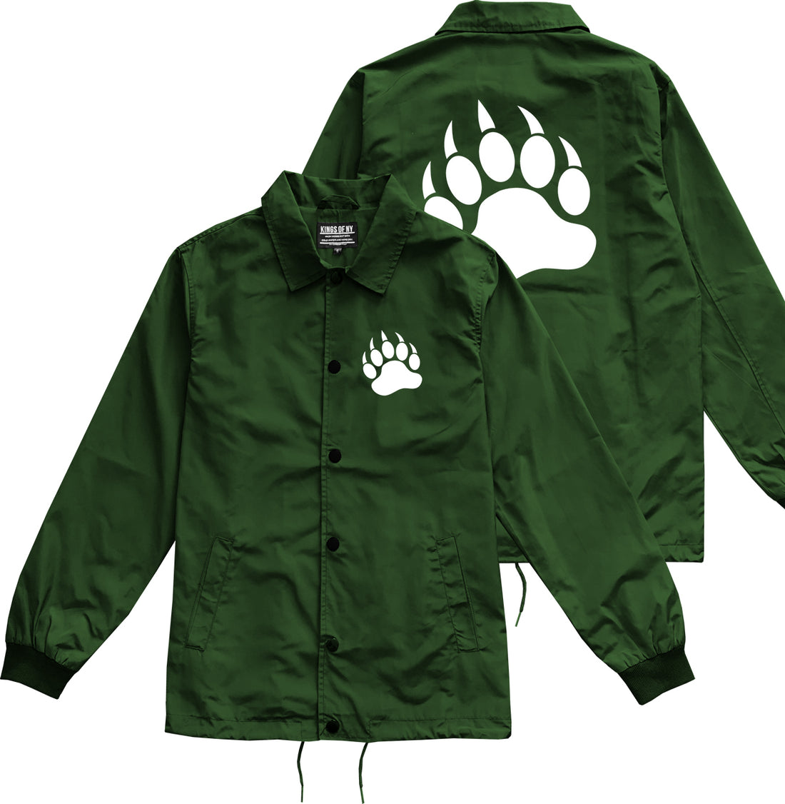 Bear Paws Chest Green Coaches Jacket by Kings Of NY