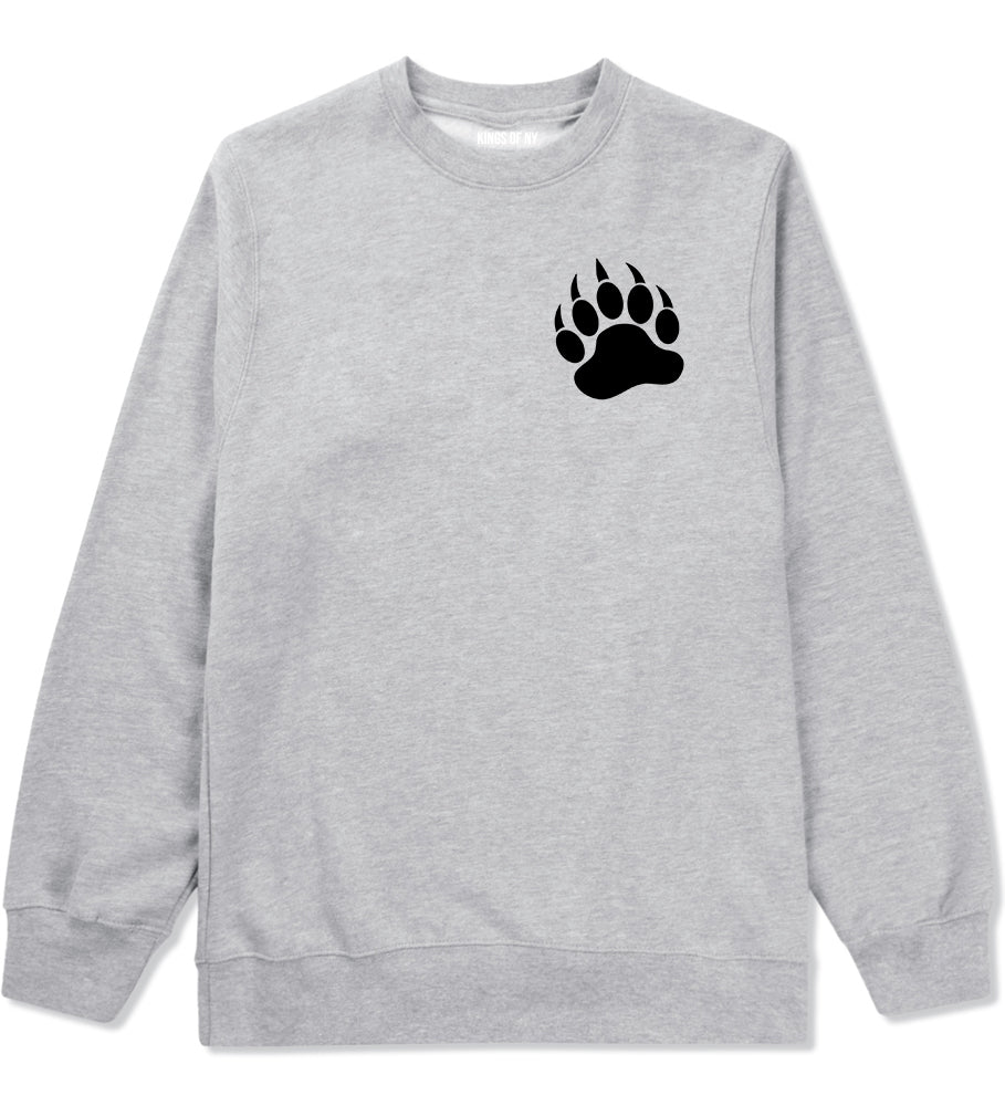 Bear Paws Chest Grey Crewneck Sweatshirt by Kings Of NY