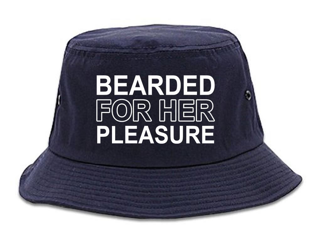 Bearded For Her Pleasure Beard Mens Bucket Hat Navy Blue