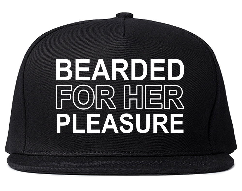 Bearded For Her Pleasure Beard Mens Snapback Hat Black