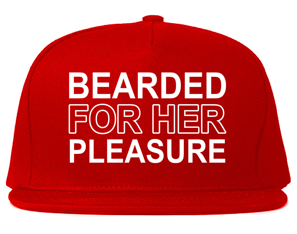 Bearded For Her Pleasure Beard Mens Snapback Hat Red