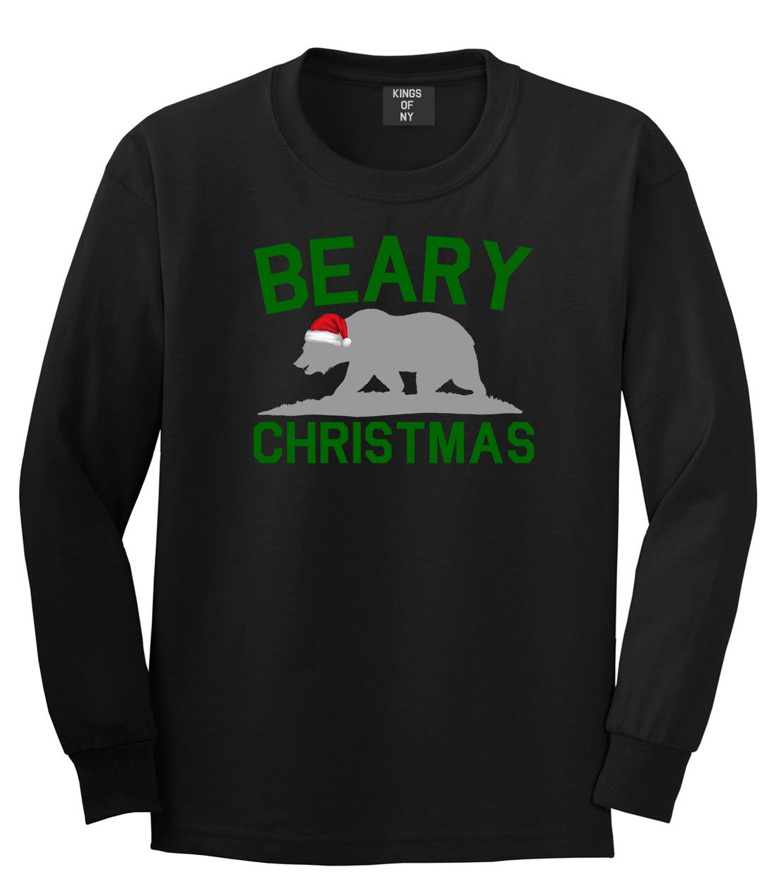 Beary Christmas California Bear funny Black Mens Long Sleeve T-Shirt