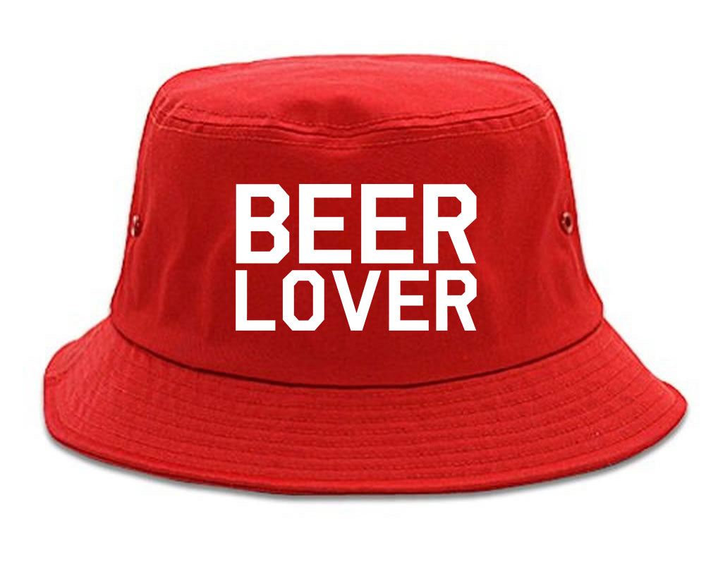 Beer_Lover_Drinking Mens Red Bucket Hat by Kings Of NY