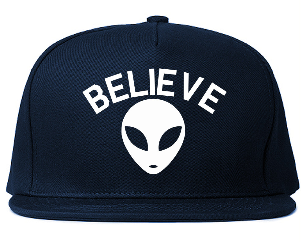 Believe Alien Snapback Hat Blue