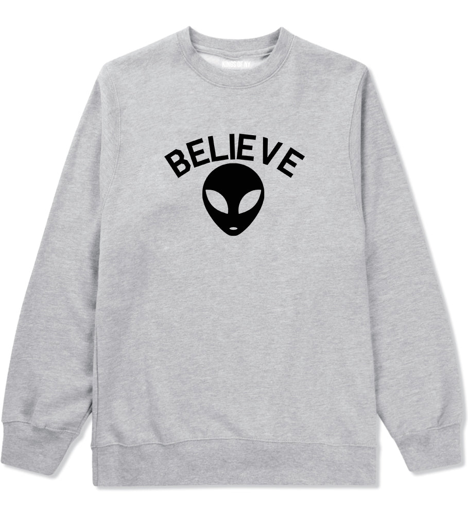 Believe Alien Grey Crewneck Sweatshirt by Kings Of NY