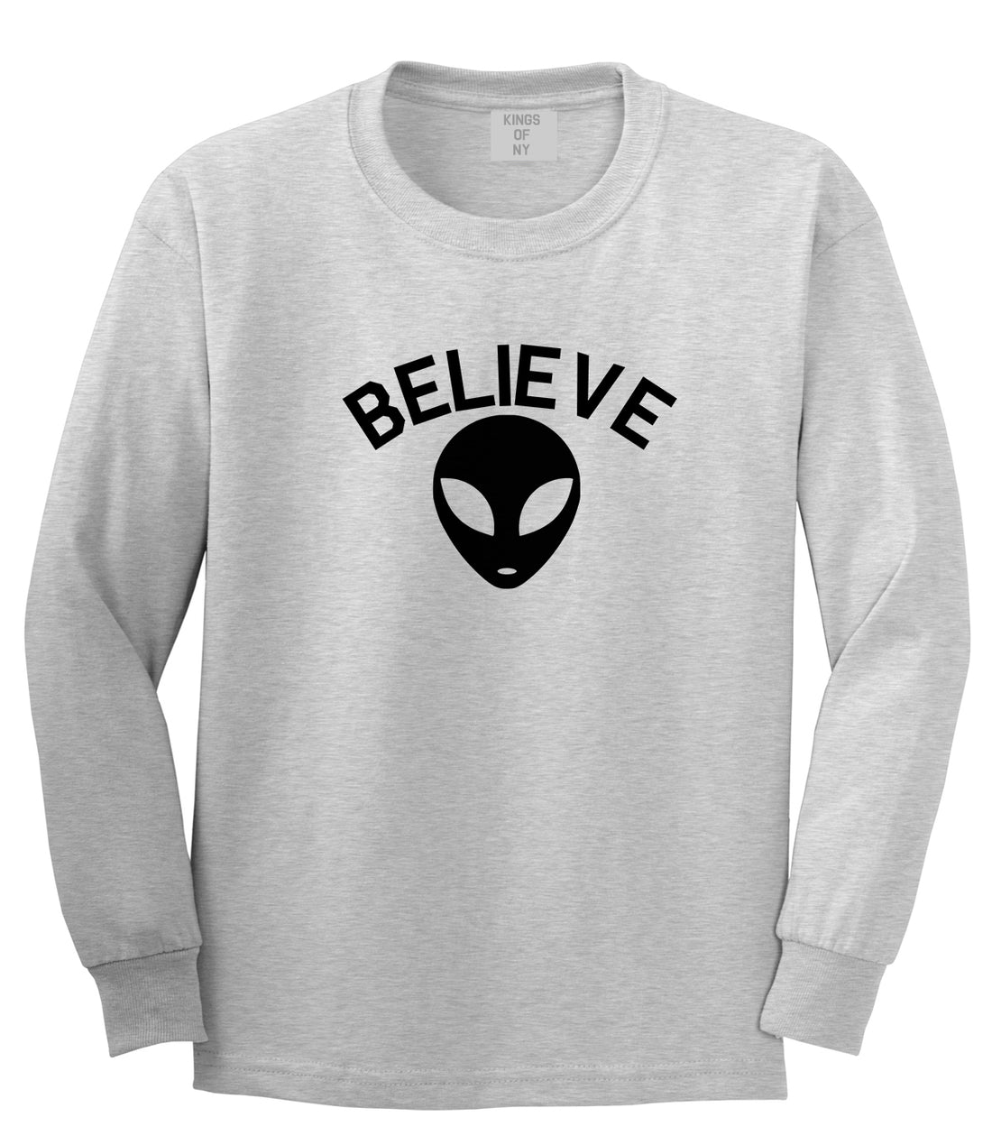 Believe Alien Grey Long Sleeve T-Shirt by Kings Of NY