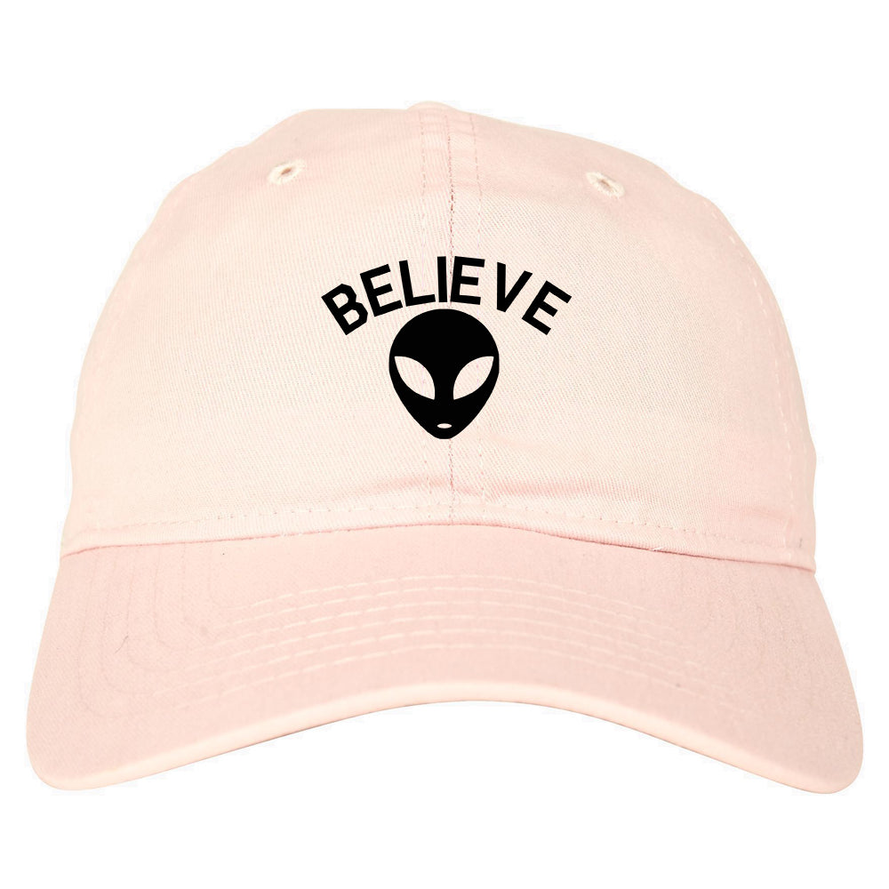 Believe Alien Dad Hat Baseball Cap Pink