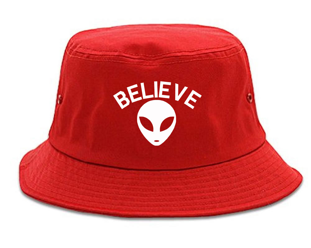 Believe Alien Bucket Hat Red