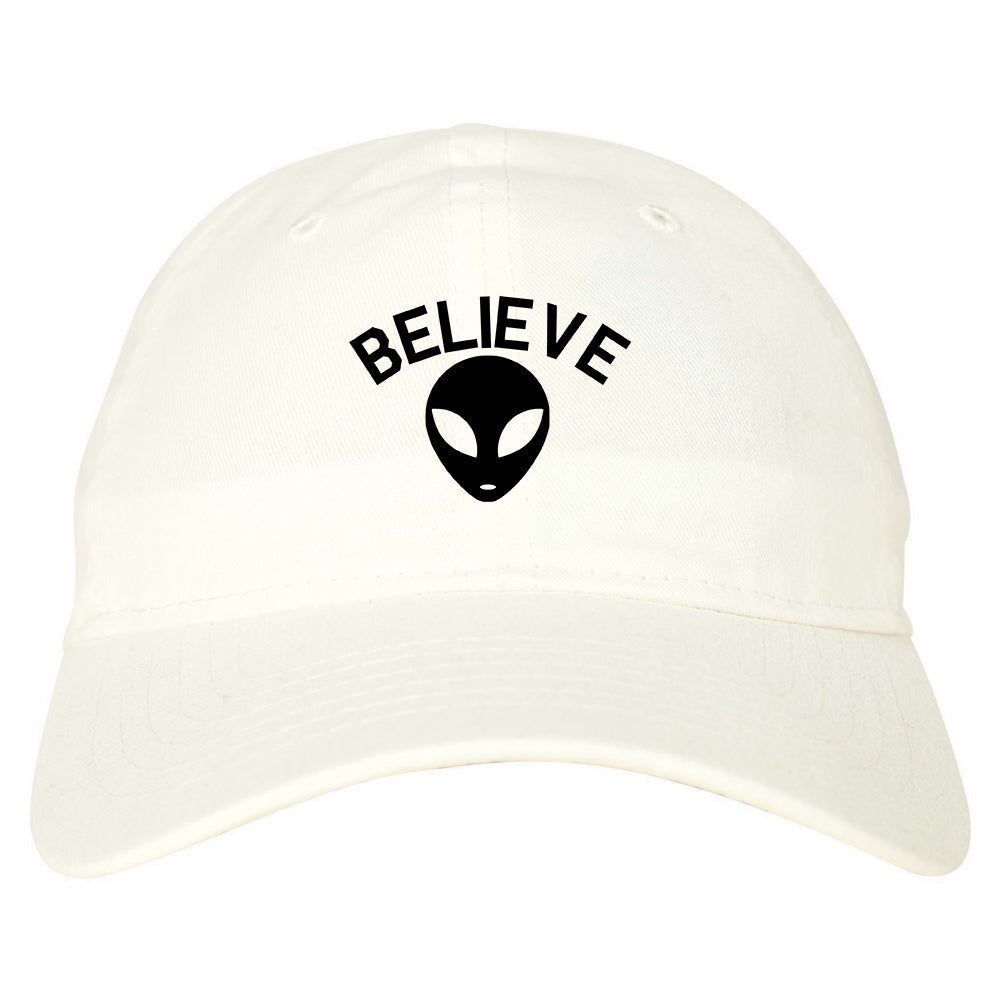 Believe Alien Dad Hat Baseball Cap White