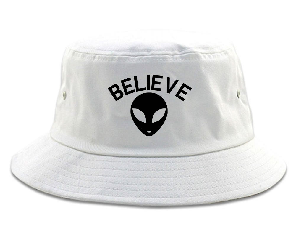 Believe Alien Bucket Hat White