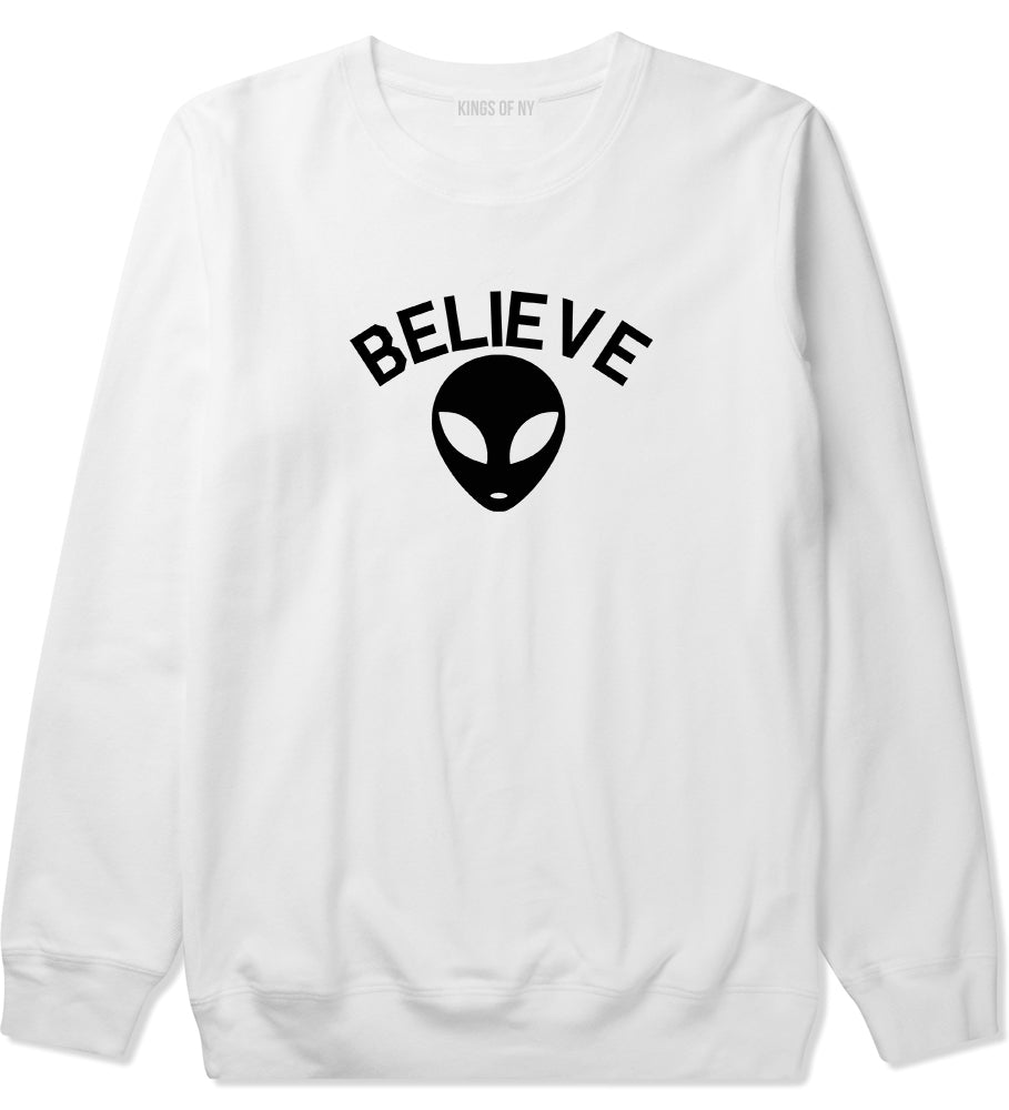 Believe Alien White Crewneck Sweatshirt by Kings Of NY