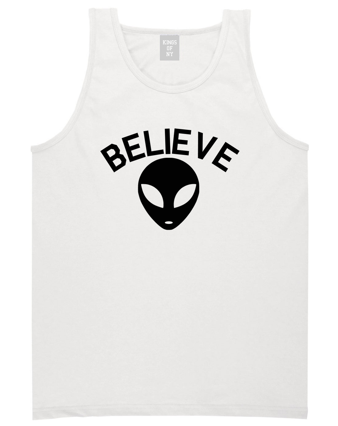 Believe Alien White Tank Top Shirt by Kings Of NY