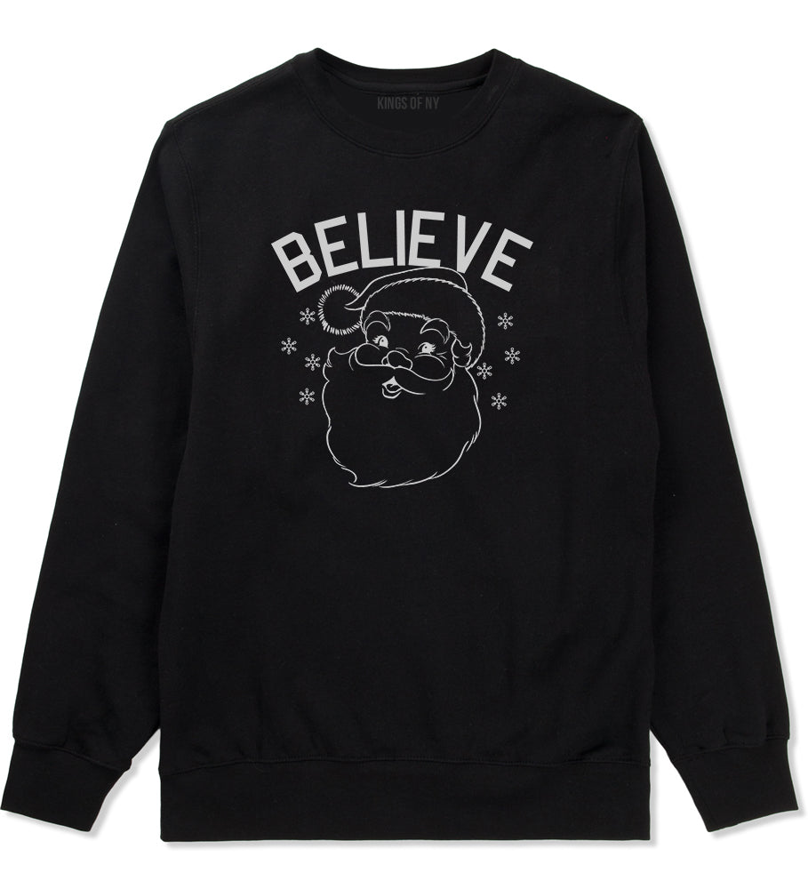 Believe In Santa Christmas Black Mens Crewneck Sweatshirt