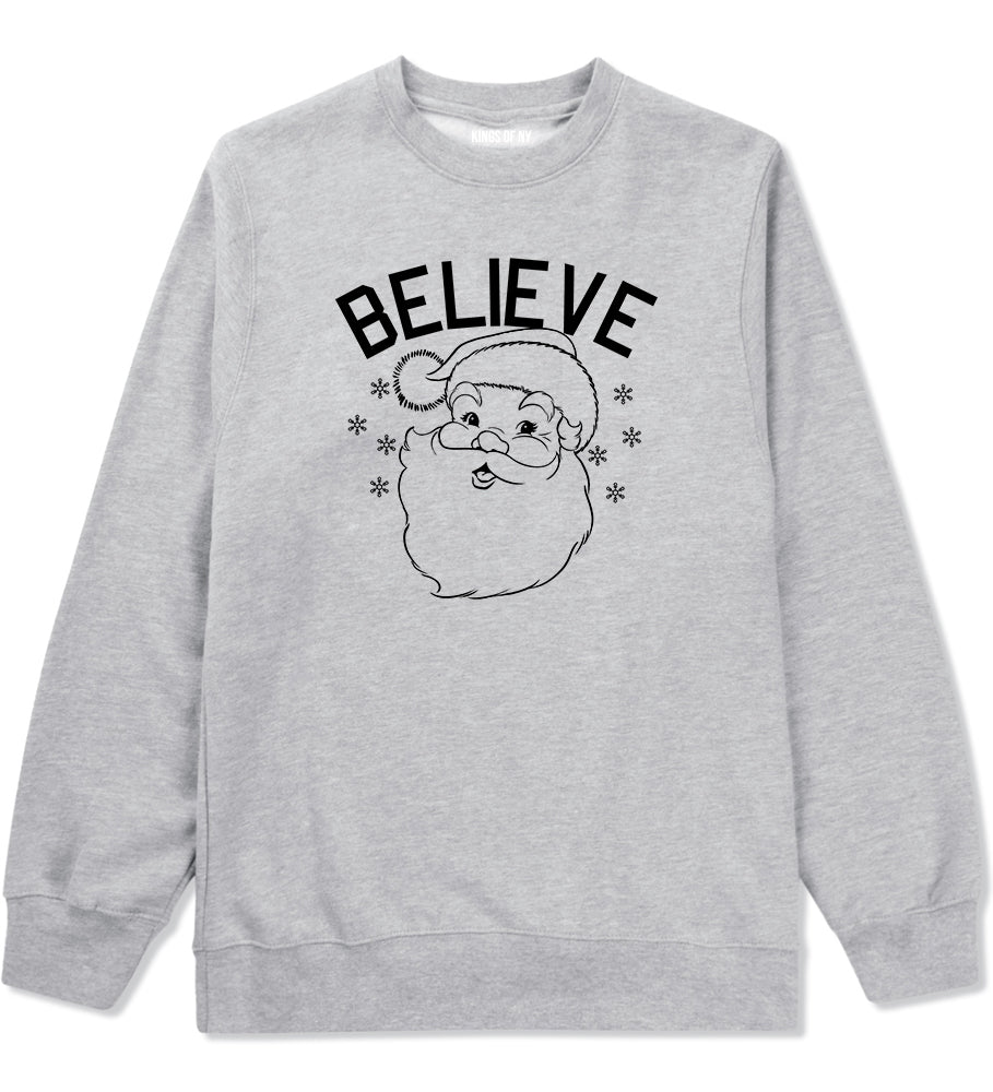 Believe In Santa Christmas Grey Mens Crewneck Sweatshirt