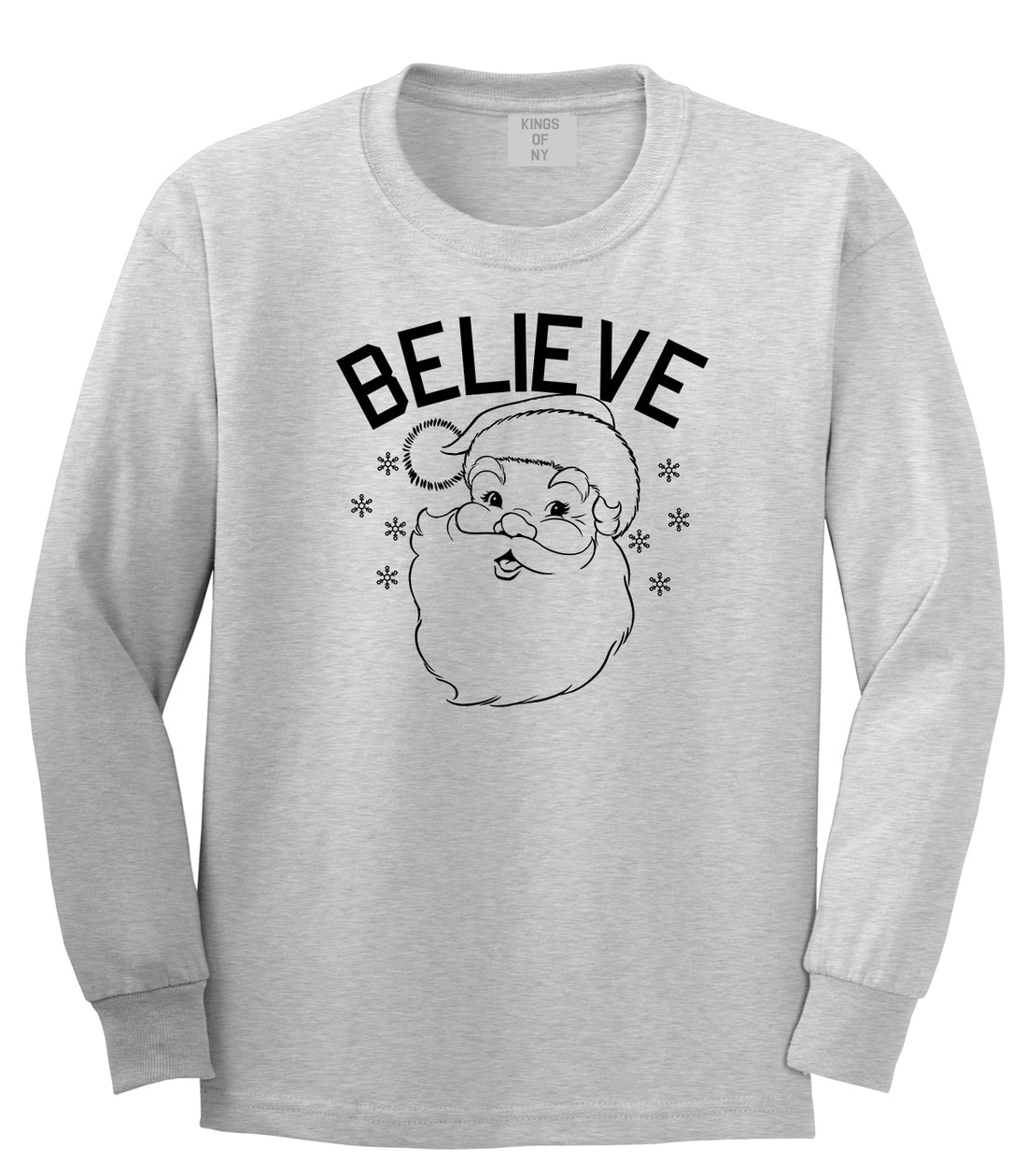 Believe In Santa Christmas Grey Mens Long Sleeve T-Shirt