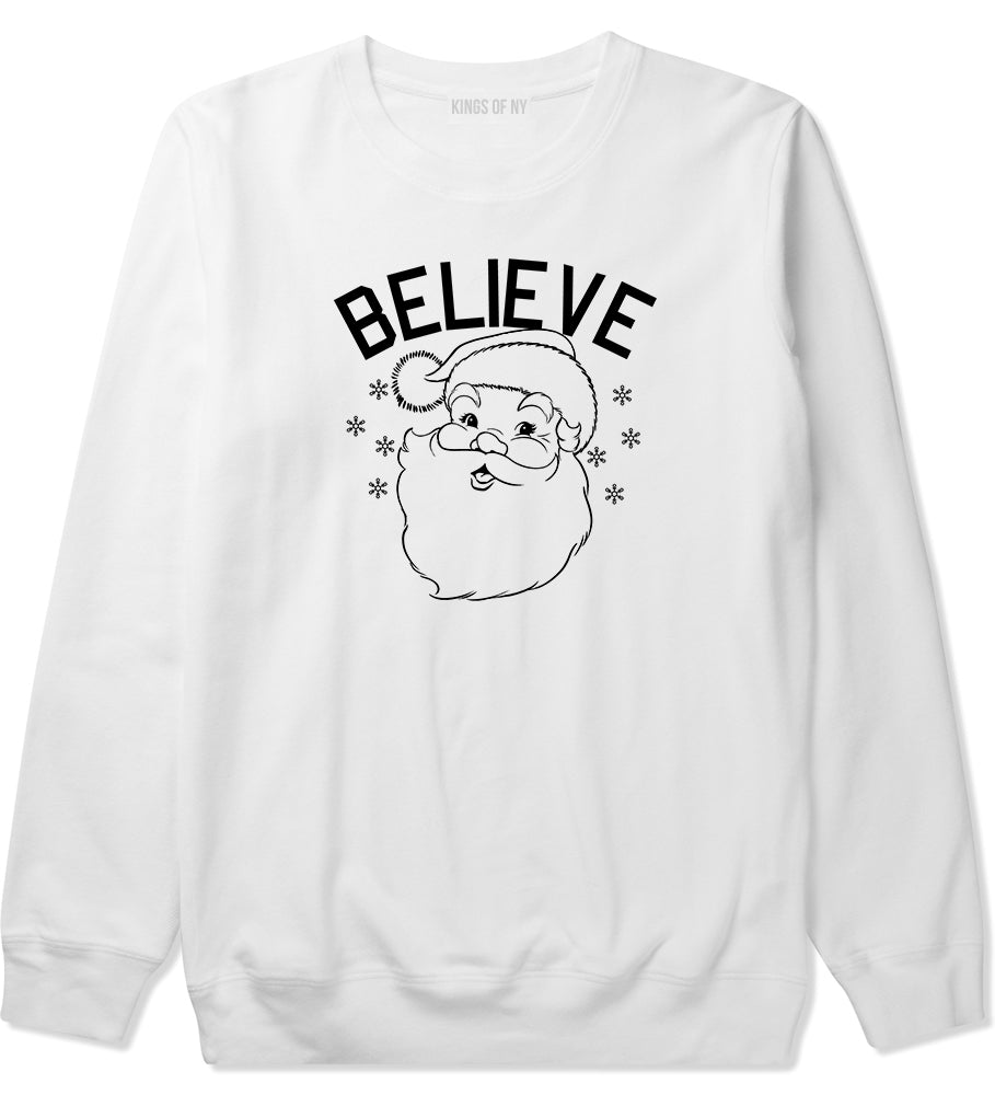 Believe In Santa Christmas White Mens Crewneck Sweatshirt
