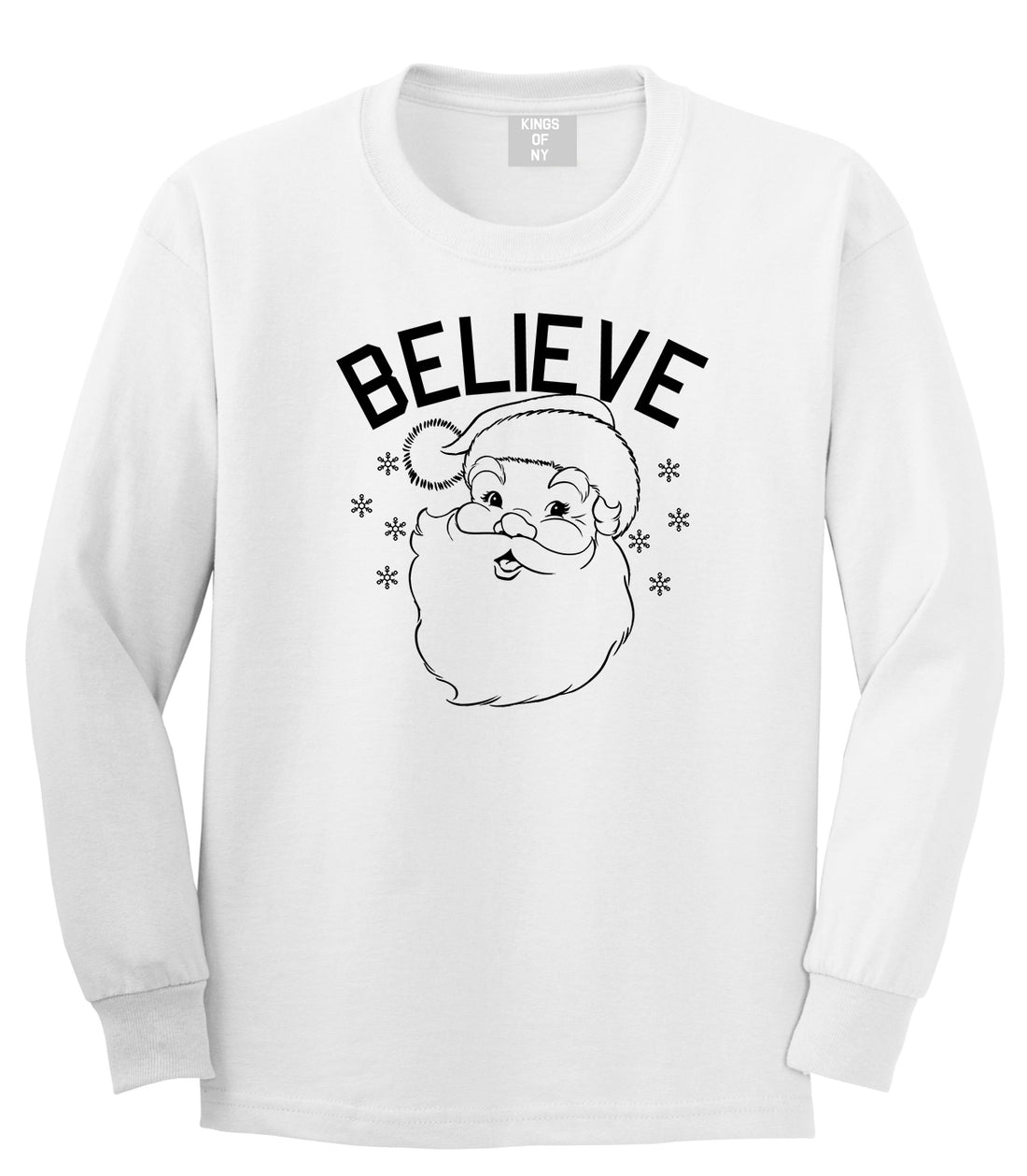 Believe In Santa Christmas White Mens Long Sleeve T-Shirt