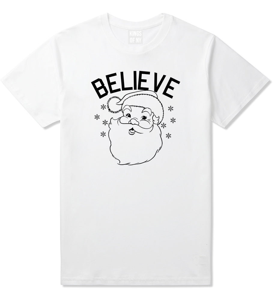 Believe In Santa Christmas White Mens T-Shirt