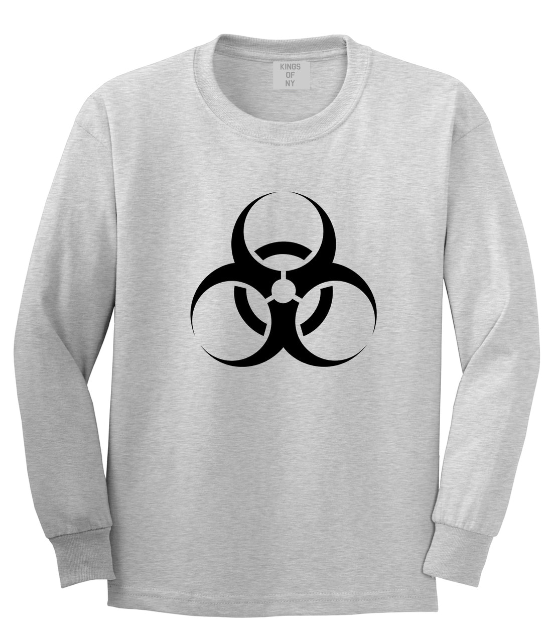 Biohazard Symbol Grey Long Sleeve T-Shirt by Kings Of NY