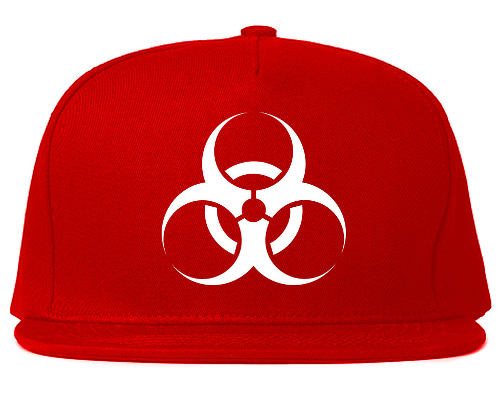Biohazard Symbol Snapback Hat Red