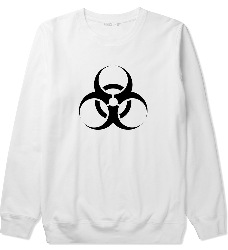 Biohazard Symbol White Crewneck Sweatshirt by Kings Of NY