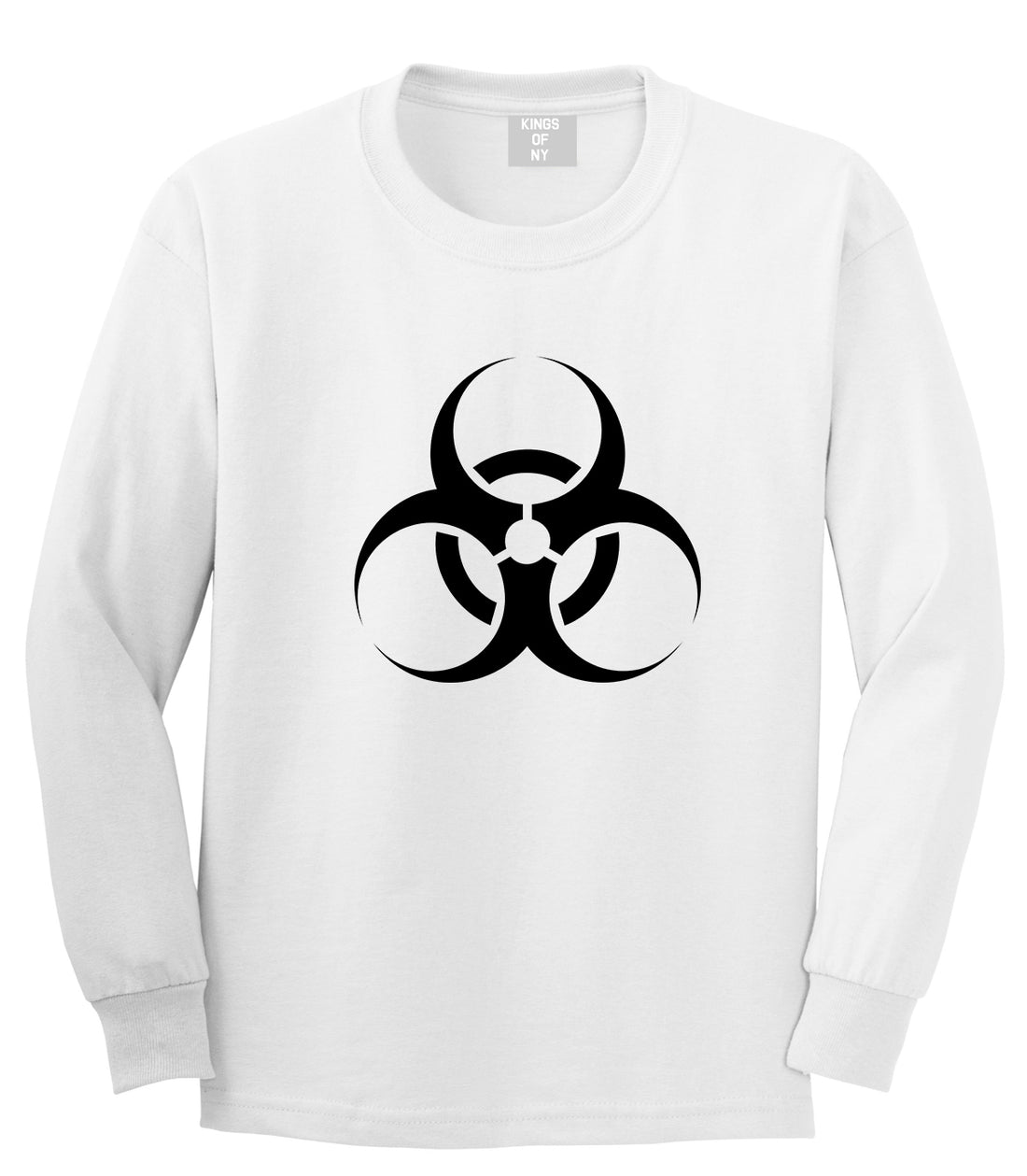 Biohazard Symbol White Long Sleeve T-Shirt by Kings Of NY