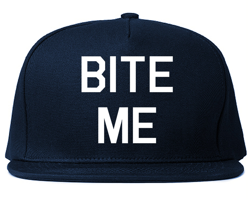 Bite Me Snapback Hat Blue
