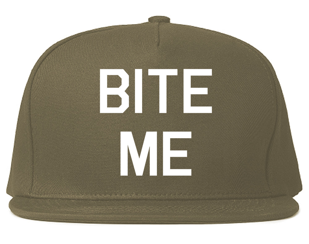 Bite Me Snapback Hat Grey