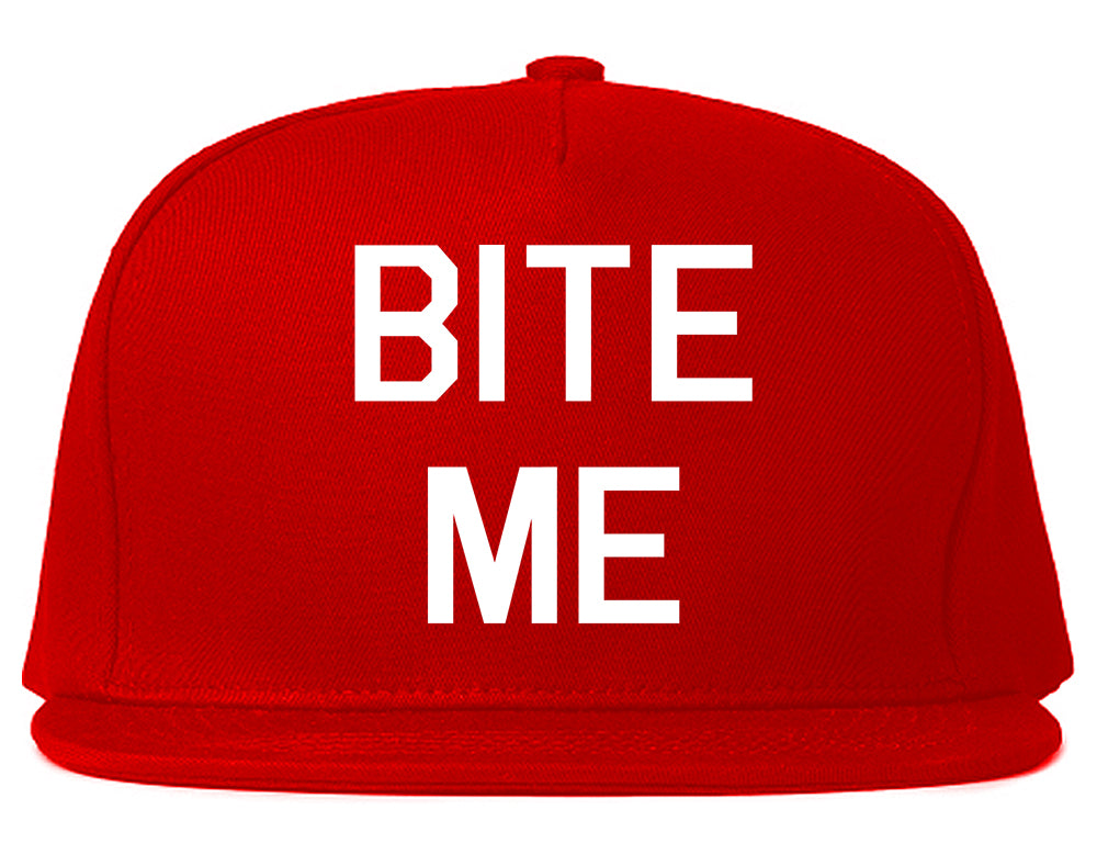 Bite Me Snapback Hat Red