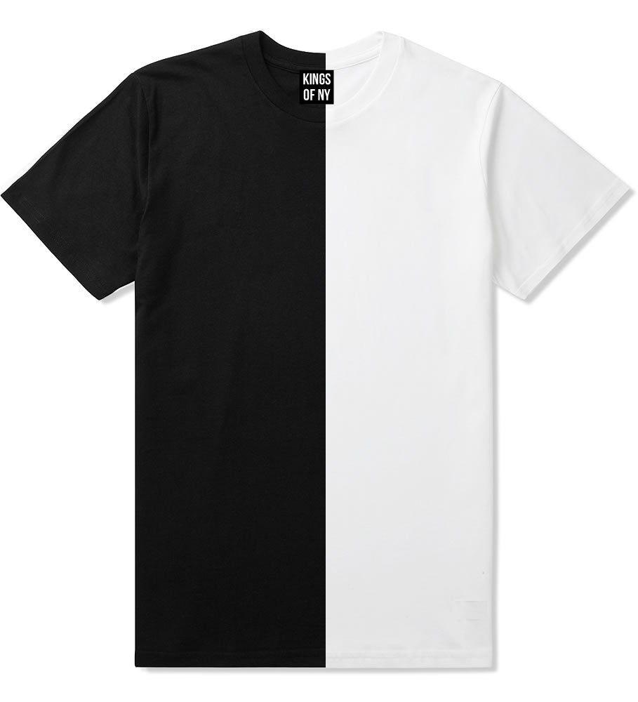 Half black and cheap white shirt