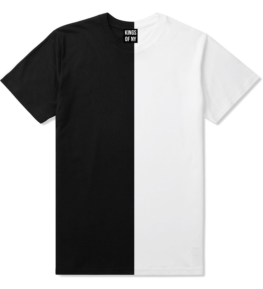Kings of NY Black and White Split Mens Short Sleeve T-Shirt Large / Black and White