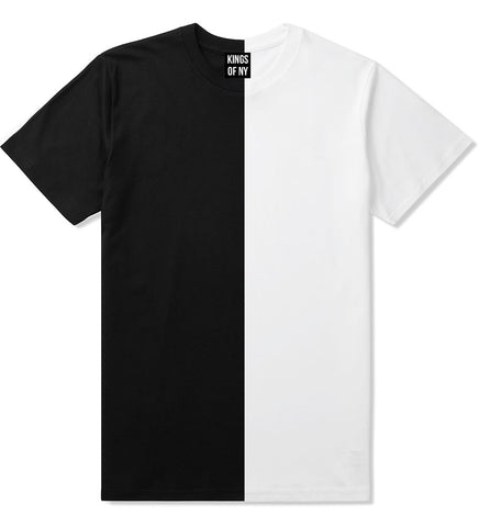 Black And White Split Mens Short Sleeve T-Shirt