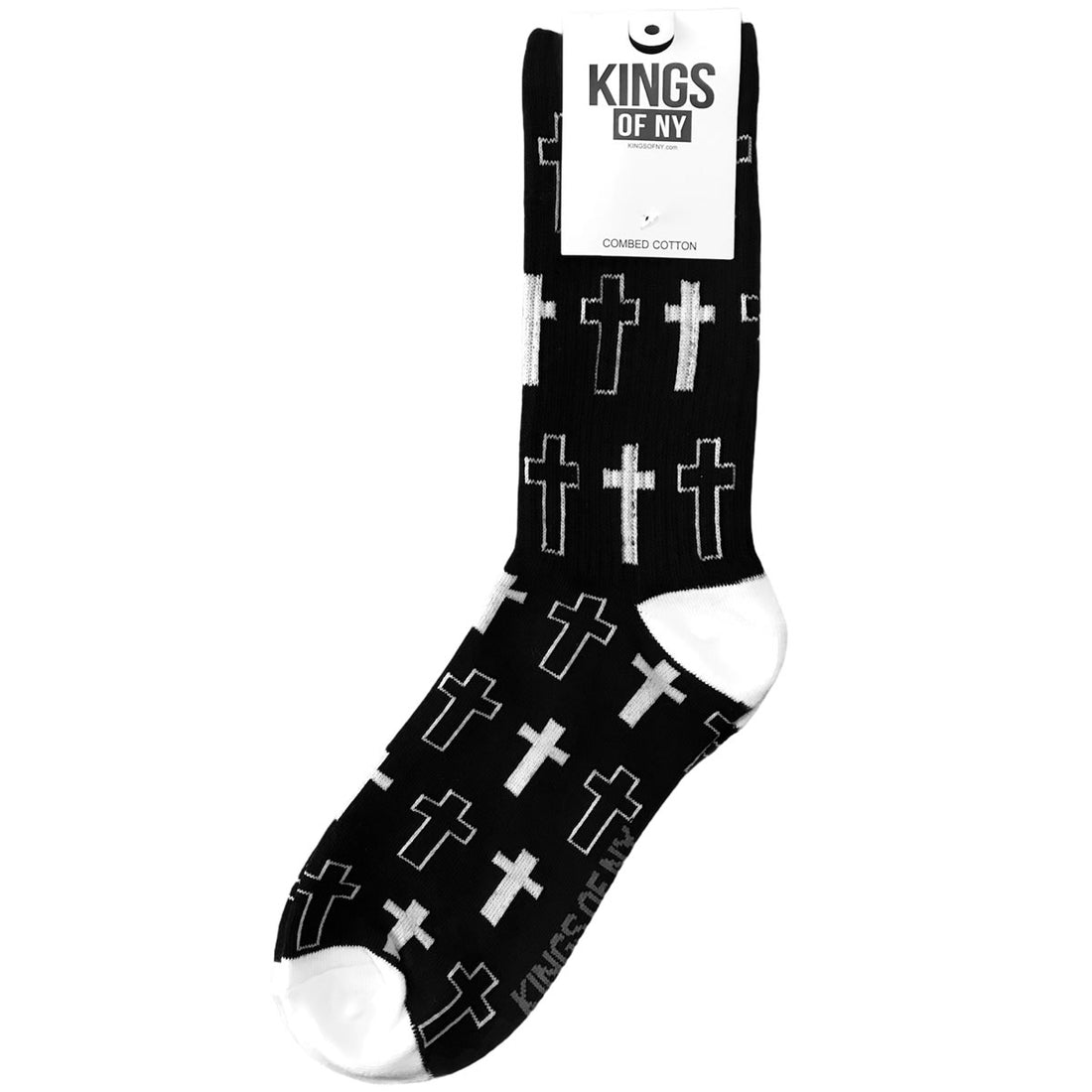 Black Cross Religious Symbol Pattern Mens Socks