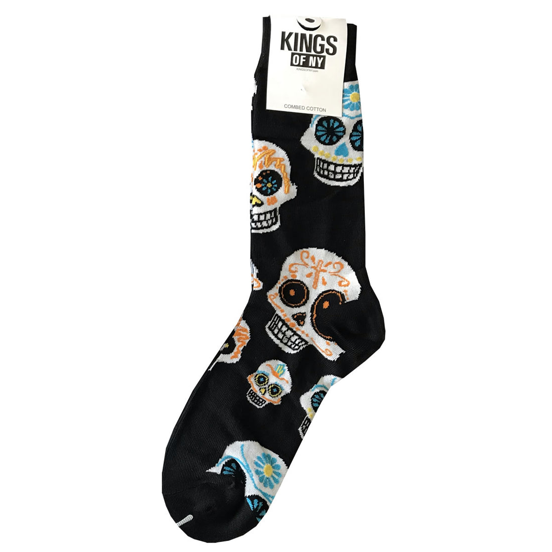 Black Day Of The Dead Skulls Mens Cotton Socks by KINGS OF NY